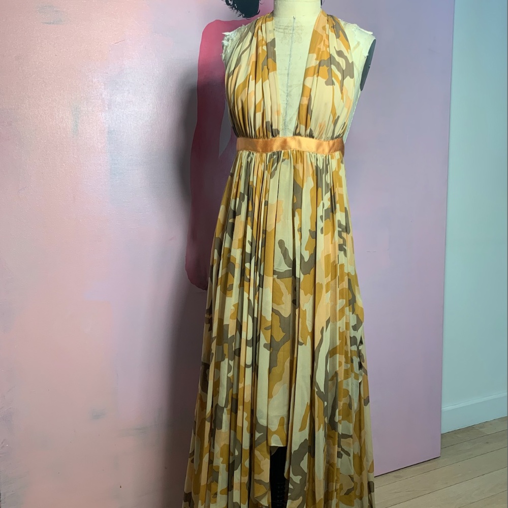 Incredible vintage orange camo print dress